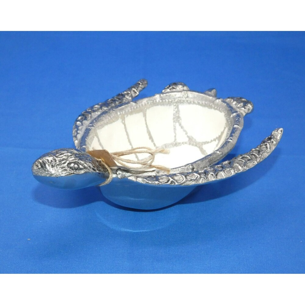 Mud Pie Sea Turtle Dip Bowl Dish Metal Trinket Bowl Ocean Decor India